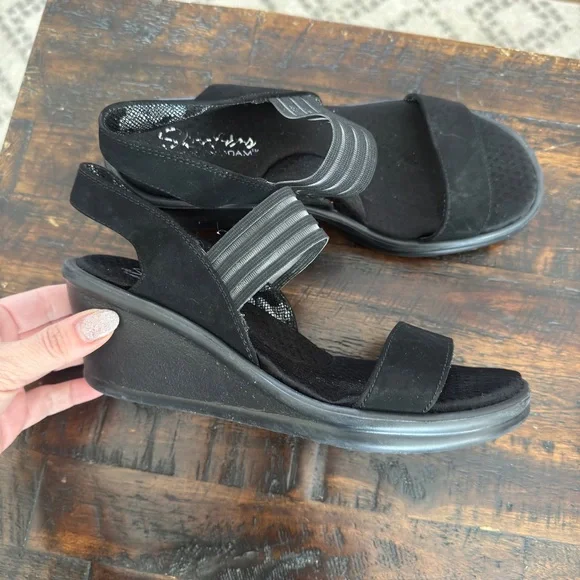 Skechers Memory Foam Wedge Sandals. Worn once! - Picture 2 of 10